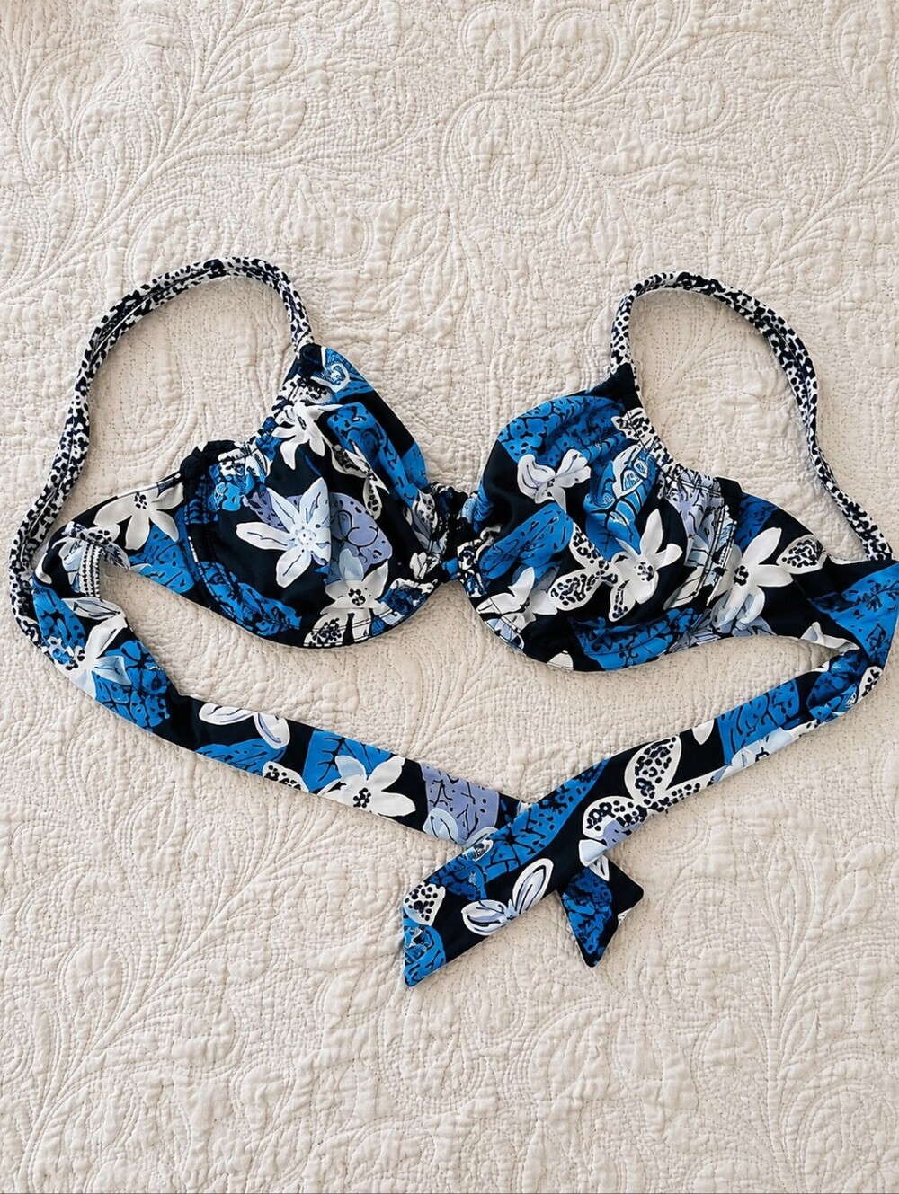 Coco Reef Blue Floral Underwire Bikini Top 36/38D Bra-Sized Swim Top